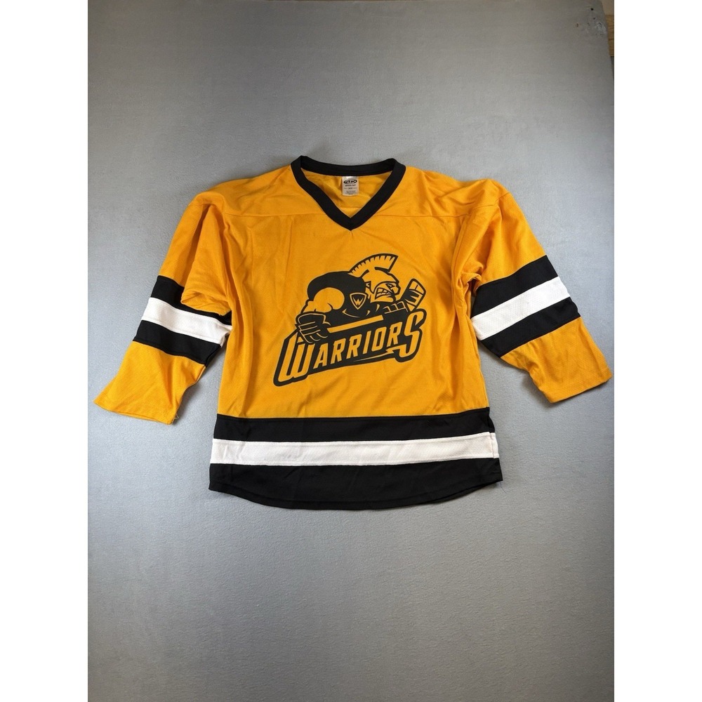 AK Warriors‎ Hockey Jersey Adult Medium Gold Black #91 Athletic Knit Polyester
